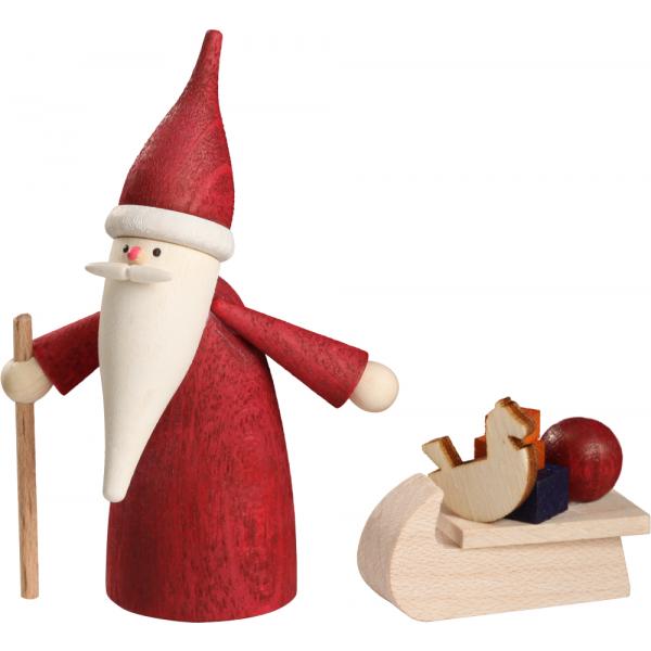 Seiffener Volkskunst eG - Miniaturen Weihnachtswichtel mit Schlitten 7 cm