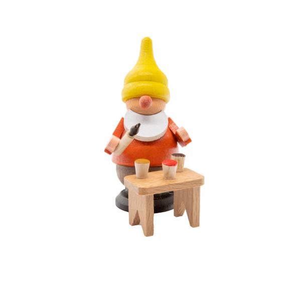 Spielwarenmacher Gnther - Zwerg mit Pinsel (orange) 6 cm