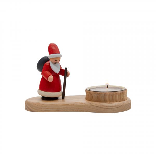 Spielwarenmacher Gnther - Kerzenhalter Weihnachtsmann bunt Teelicht