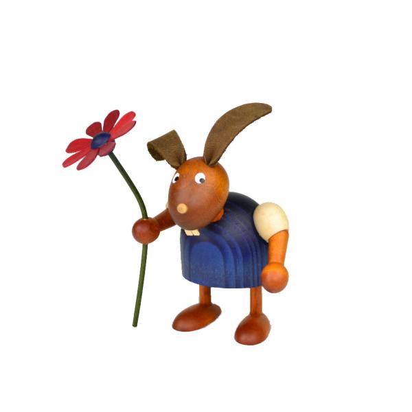 Drechslerei Martin - Hase mit Blume blau, klein