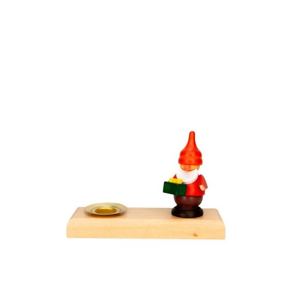 Spielwarenmacher Gnther - Kerzenhalter Zwerg mit Pckchen 7 cm