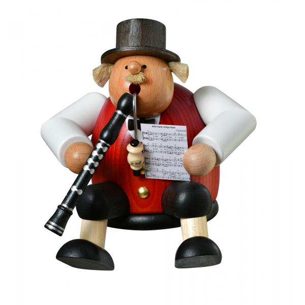 KWO - Ruchermnnchen Kantenhocker Musiker mit Klarinette 15 cm