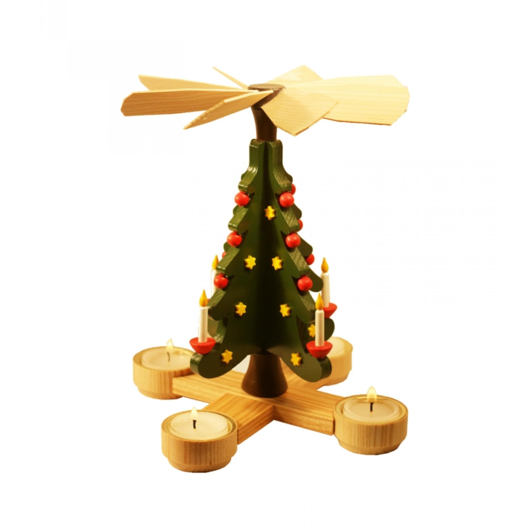 Spielwarenmacher Günther - für moderne für Weihnachtsbaum erzgebirgische Seiffen Fachgeschäft - moderne-Holzkunst.de Pyramide Teelichter - Volkskunst aus