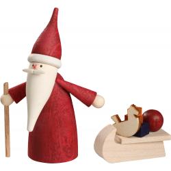Seiffener Volkskunst eG - Miniaturen Weihnachtswichtel mit Schlitten 7 cm