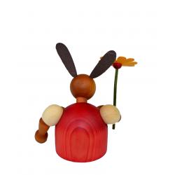 Drechslerei Martin - Hase mit Blume sitzend rot