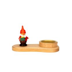Spielwarenmacher Günther - Kerzenhalter Zwerg mit Päckchen (Teelicht) 7 cm