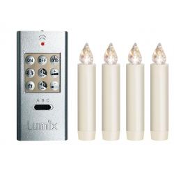 LUMIX 4er-Set kabellose LED Kerzen mit Fernbedienung 7 cm