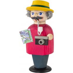 Seiffener Volkskunst eG - Räuchermann Tourist mit Kamera und Karte 14 cm