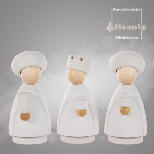 Hennig Figuren - Heiligen 3 Könige modern groß weiss/natur