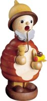 Richard Glässer - Räuchermann Waldwichtel mit Vogel gelb