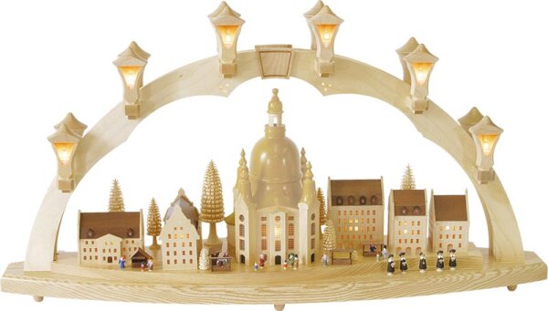 Richard Glässer - Schwibbogen Frauenkirche mit Striezelmarkt, el. bel.