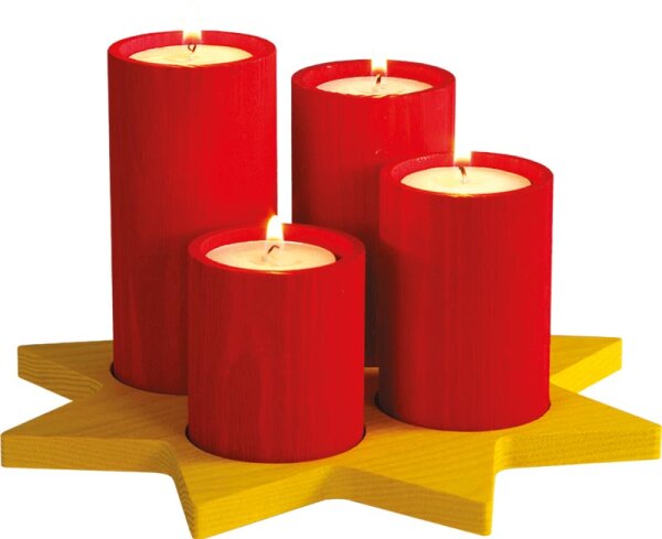 Richard Glässer - Adventskranz 4 Stumpenkerzen auf Stern für Teelichte