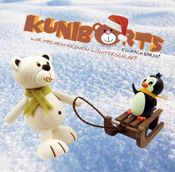 Eisbär Kunibärt mit On Tour mit Pinguin "Pitsch"