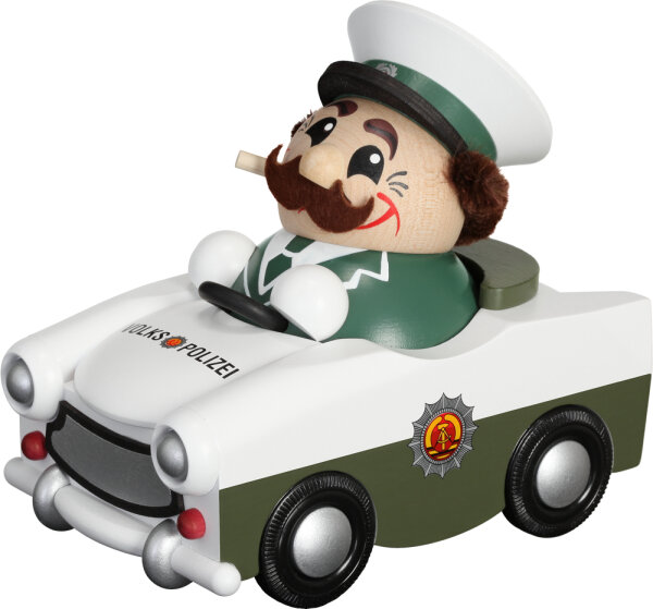Seiffener Volkskunst eG - Räuchermännchen Volkspolizist im Trabi