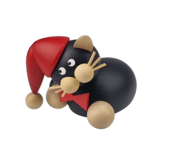 Drechslerei Martin - Weihnachtskatze Kurt schmusend 6 cm