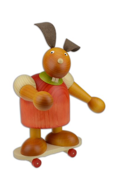 Drechslerei Martin - Hase auf Skateboard rot, groß maxi