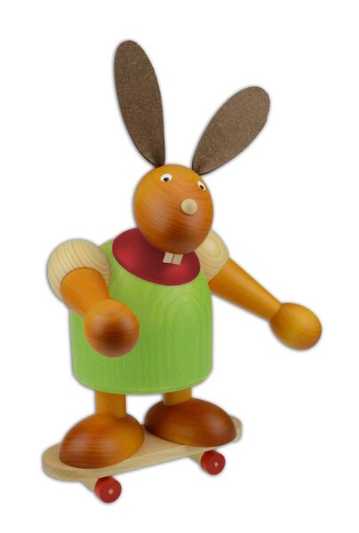 Drechslerei Martin - Hase auf Skateboard grün, groß maxi