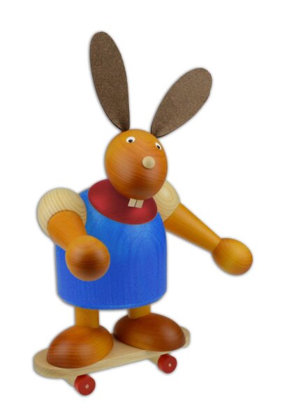 Drechslerei Martin - Hase auf Skateboard blau, groß maxi