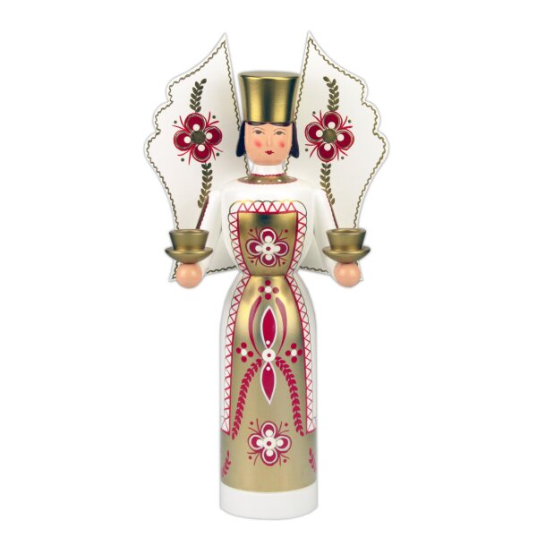 Gahlenz - Engel reich bemalt weiß/rot, 36 cm