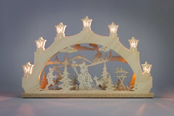 Weigla - Lichterbogen 7 flg. "Schneemann im Wald"