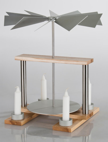 Luma - Pyramide "DUO" ESCHE/EDELSTAHL unbestückt