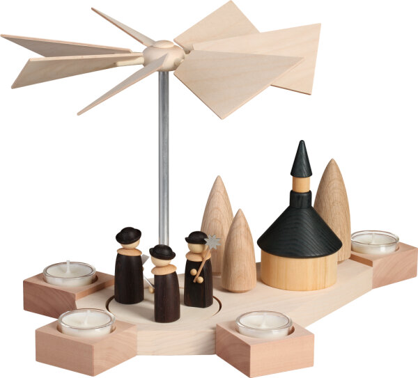 Seiffener Volkskunst eG - Pyramide Octogonum Weihnachtssänger mit Kirche 23 cm