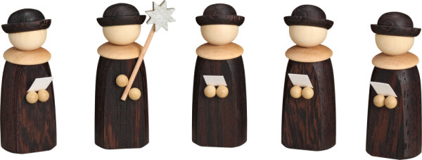 Seiffener Volkskunst eG - Miniaturen Weihnachtssänger Edelholzausführung 5-teilig 7 cm