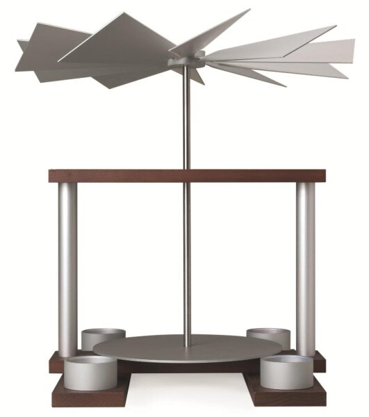 Günter Reichel - Pyramide LUMA, nussbaumfarben, Tüllen für Teelicht, Farbe: aluminium - natur