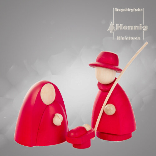 Hennig Figuren - Heilige Familie modern groß natur/rot
