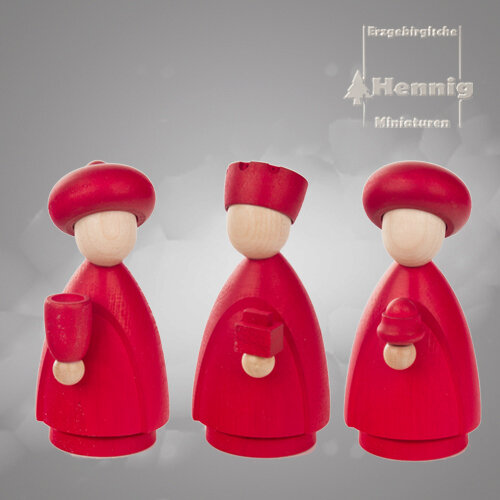 Hennig Figuren - Heiligen 3 Könige modern groß rot/natur