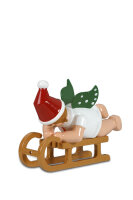 Ellmann - Weihnachtsengel auf Schlitten liegend mit...