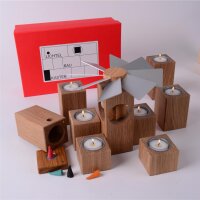 KLEINVIEH - Lichtelbaukasten mit Pyramide & "Räucherdings" -  Eiche natur geölt