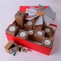 KLEINVIEH - Lichtelbaukasten mit Pyramide & "Räucherdings" -  Eiche natur geölt