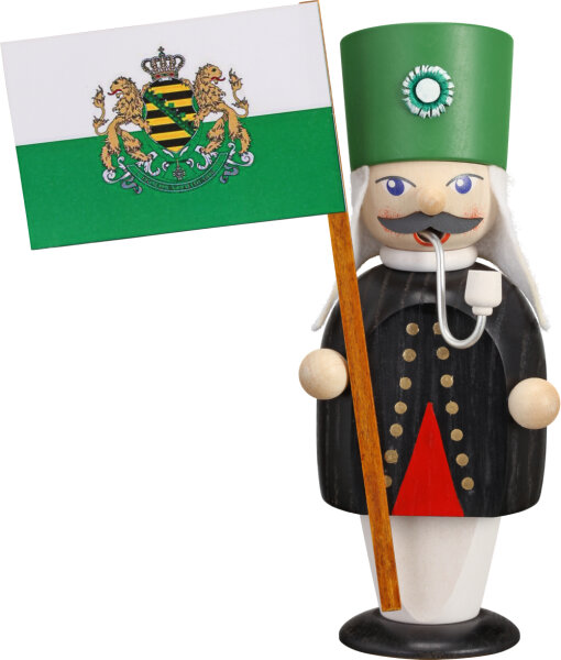 Seiffener Volkskunst eG - Räuchermännchen Bergmann mit Fahne 16 cm