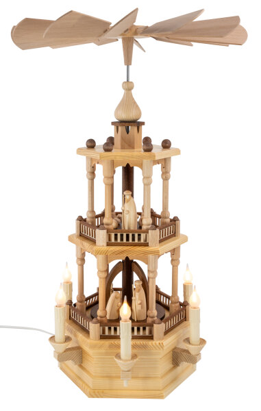 Schalling - Pyramide 2-stöckig mit Christi Geburt, elektrisch mit indirekter Beleuchtung 57 cm