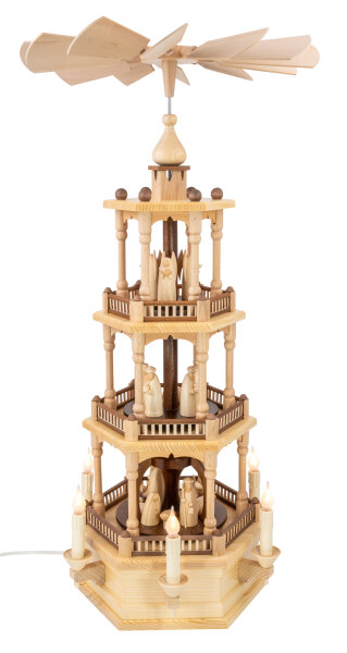 Schalling - Pyramide 3-stöckig mit Christi Geburt, elektrisch mit indirekter Beleuchtung 73 cm