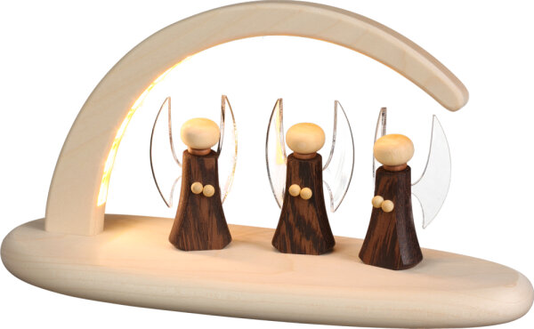 Seiffener Volkskunst eG - Lichterbogen natur LED beleuchtet Engel  13 cm