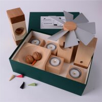KLEINVIEH - Lichtelbaukasten mit Pyramide, "Räucherdings" & Nussknacker - Esche natur, Typ 2