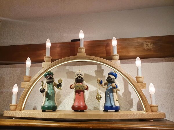 Schwibbogen XXL mit Räuchermännchen die heiligen 3 Königen