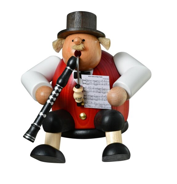 KWO - Räuchermännchen Kantenhocker Musiker mit Klarinette 15 cm