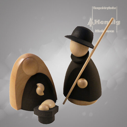 Hennig Figuren - Heilige Familie modern groß anthrazit/natur