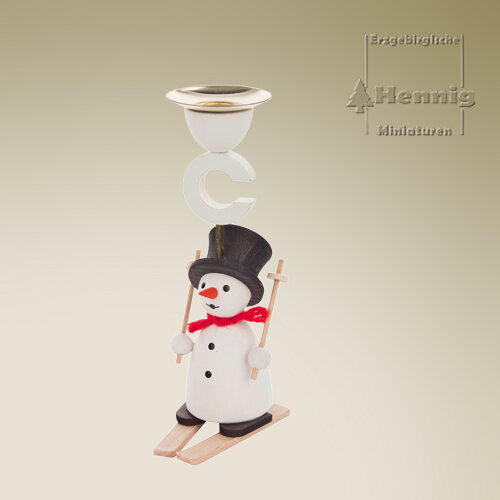 Hennig Figuren - Kerzenhalter Schneemann m. Ski