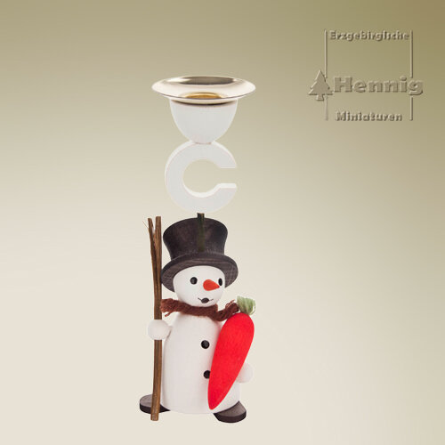 Hennig Figuren - Kerzenhalter Schneemann m.Möhre