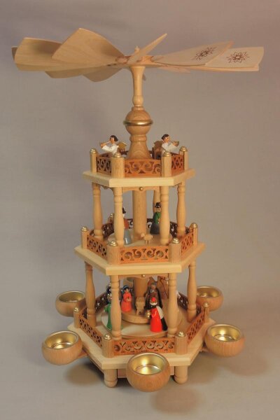 Richard Glässer - Pyramide Christi Geburt bunt 2-st. für Teelichte