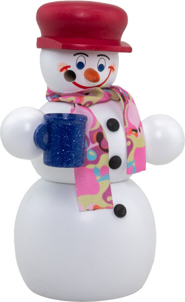Seiffener Volkskunst eG - Räuchermann Schneemann mit Glühwein 13 cm