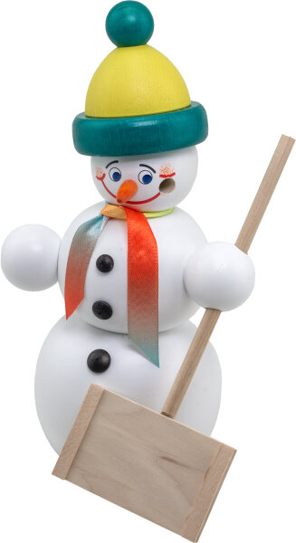 Seiffener Volkskunst eG - Räuchermann Schneemann Schneeschipper 16 cm