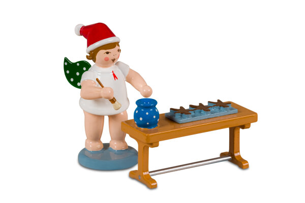 Ellmann - Weihnachtsengel mit Lebkuchen am Tisch mit Mütze