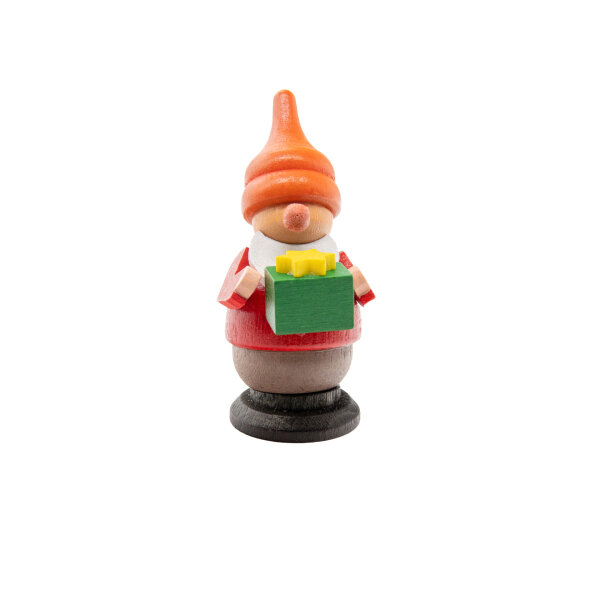Spielwarenmacher Günther - Zwerg mit Päckchen (rot) 6 cm