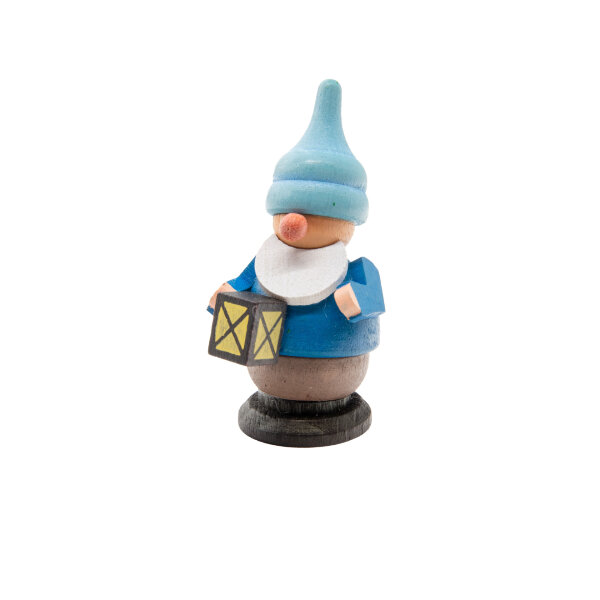 Spielwarenmacher Günther - Zwerg mit Laterne (blau) 6 cm
