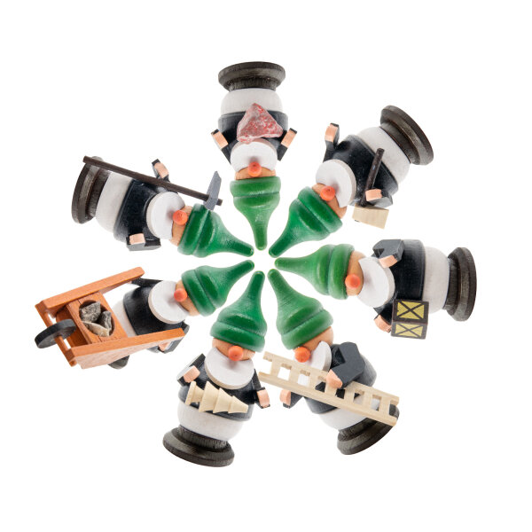 Spielwarenmacher Günther - Komplettsatz Bergwerk-Zwerge (7)  cm